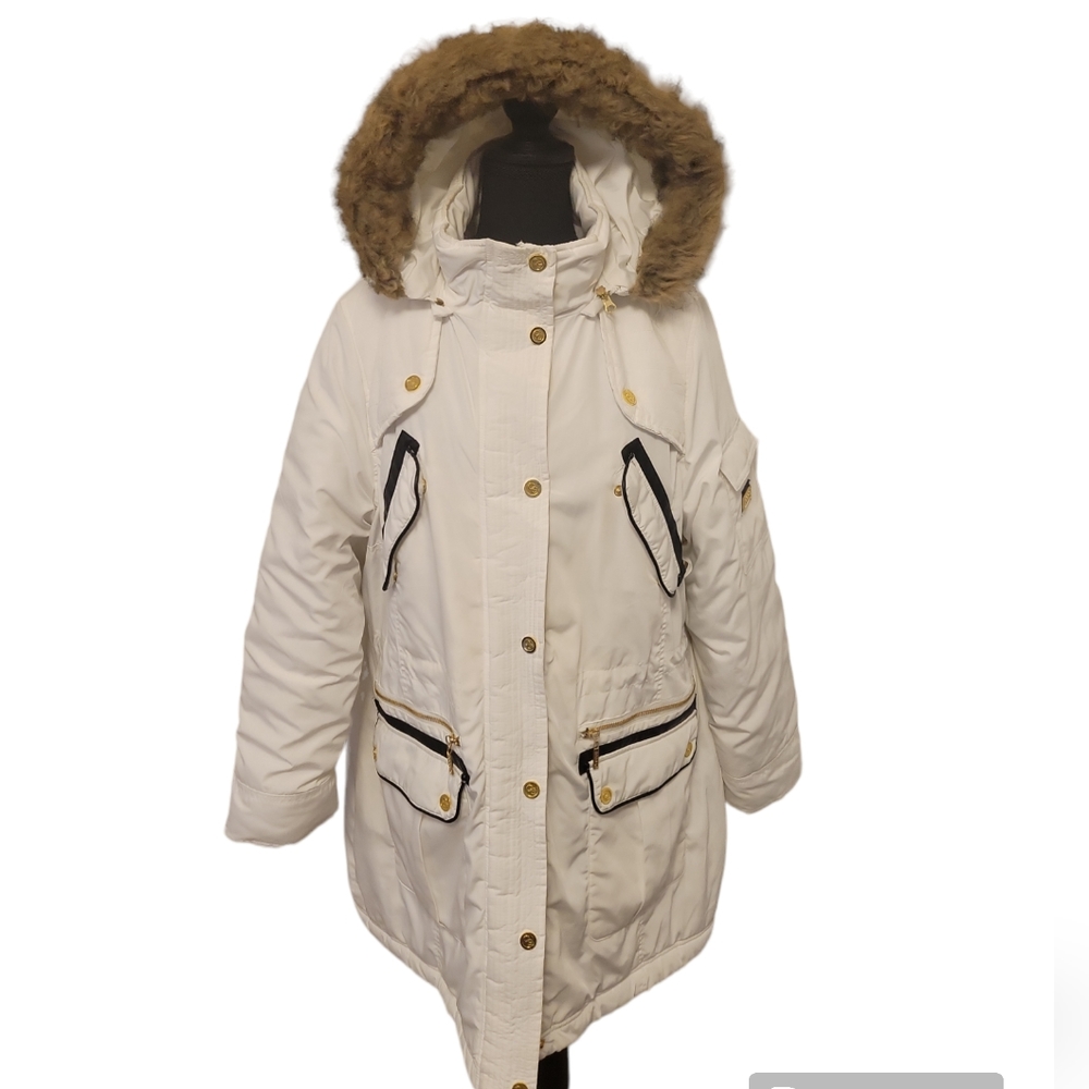 Rare Coogi Australia 1x white Puffer with Gold embellishments cinchable waist